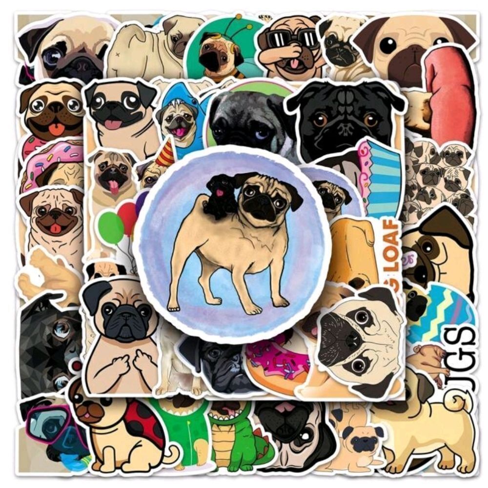 Cartoon Pug Dog Stickers - Picture 7 of 8